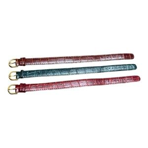 Peugeot Set of Three Crocodile Embossed Watchbands with Gold Buckles